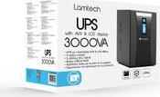 UPS WITH AVR AND LCD DISPLAY 3000VA, 4X12V/9AH, 3XSCHUKO, 3XIEC, USB & RJ45 PORT LAM113546 LAMTECH