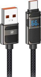 USB TO TYPE-C 5A HIGH POWER DISPLAY CHARGE & DATA CABLE 66W 1.2M BLACK LAM980664 LAMTECH