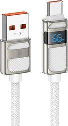 USB TO TYPE-C 5A HIGH POWER DISPLAY CHARGE & DATA CABLE 66W 1.2M WHITE LAM980671 LAMTECH
