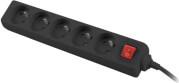 5 SOCKETS FRENCH WITH CIRCUIT BREAKER QUALITY-GRADE COPPER CABLE POWER STRIP 3M BLACK LANBERG