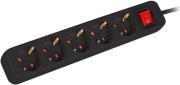 POWER STRIP 5 SOCKETS SCHUKO WITH CIRCUIT BREAKER COPPER CABLE 3M BLACK LANBERG