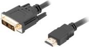 SINGLE LINK WITH GOLD-PLATED CONNECTORS HDMI(M)->DVI-D(M)(18+1) CABLE 0,5M BLACK LANBERG
