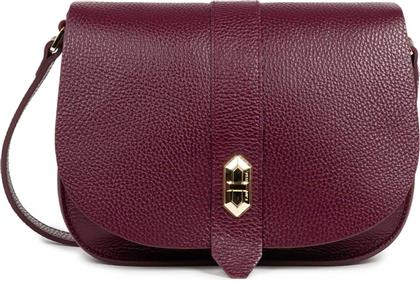 LANCASTER ΓΥΝΑΙΚΕΙΑ ΔΕΡΜΑΤΙΝΗ ΤΣΑΝΤΑ CROSSBODY ''TOP DOUBLE'' - 470-61 ΜΟΒ LANCASTER BAGS