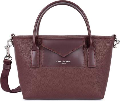 LANCASTER ΓΥΝΑΙΚΕΙΑ ΔΕΡΜΑΤΙΝΗ ΤΣΑΝΤΑ TOTE ΜΕ ΛΟΓΟΤΥΠΟ ''MAYA DOUBLE'' - 517-101 ΜΠΟΡΝΤΟ LANCASTER BAGS