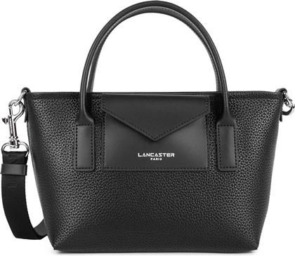 LANCASTER ΓΥΝΑΙΚΕΙΑ ΔΕΡΜΑΤΙΝΗ ΤΣΑΝΤΑ TOTE ΜΕ ΛΟΓΟΤΥΠΟ ''MAYA DOUBLE'' - 517-101 ΜΑΥΡΟ LANCASTER BAGS