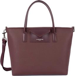 LANCASTER ΓΥΝΑΙΚΕΙΑ ΔΕΡΜΑΤΙΝΗ ΤΣΑΝΤΑ TOTE ΜΕ ΛΟΓΟΤΥΠΟ ''MAYA DOUBLE'' - 517-102 ΜΠΟΡΝΤΟ LANCASTER BAGS