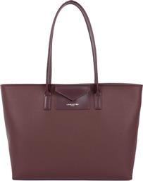 LANCASTER ΓΥΝΑΙΚΕΙΑ ΔΕΡΜΑΤΙΝΗ ΤΣΑΝΤΑ TOTE ΜΕ ΛΟΓΟΤΥΠΟ ''MAYA DOUBLE'' - 517-103 ΜΠΟΡΝΤΟ LANCASTER BAGS