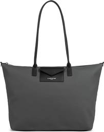 LANCASTER ΓΥΝΑΙΚΕΙΑ ΔΕΡΜΑΤΙΝΗ ΤΣΑΝΤΑ TOTE ΜΕ ΛΟΓΟΤΥΠΟ ''STORM'' - 516-72 ΓΚΡΙ LANCASTER BAGS
