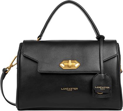 LANCASTER ΓΥΝΑΙΚΕΙΑ ΤΣΑΝΤΑ ΧΕΙΡΟΣ ΜΕ ΜΕΤΑΛΛΙΚΟ ΛΟΓΟΤΥΠΟ ''DONNA GRACE'' - 531-070 ΜΑΥΡΟ LANCASTER BAGS