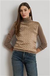 ΓΥΝΑΙΚΕΙΑ ΜΑΛΛΙΝΗ ΜΠΛΟΥΖΑ ΖΙΒΑΓΚΟ ΜΕ ALL-OVER GEOMETRICAL PATTERN RELAXED FIT - 200979681001 TAUPE LAUREN RALPH LAUREN