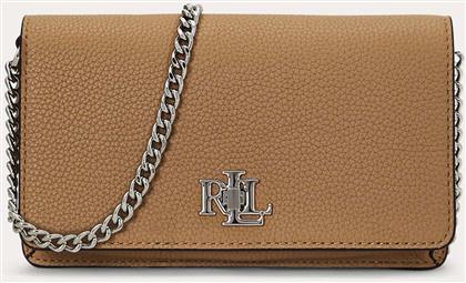 ΓΥΝΑΙΚΕΙΟ ΔΕΡΜΑΤΙΝΟ MINI BAG CROSSBODY ΜΕ ΜΕΤΑΛΛΙΚΟ LOGO - 124-432942073/010 ΚΑΜΗΛΟ LAUREN RALPH LAUREN