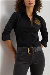 ΓΥΝΑΙΚΕΙΟ ΠΟΥΚΑΜΙΣΟ ΜΕ CONTRAST MONOGRAM STRAIGHT FIT - 200979990001 ΜΑΥΡΟ LAUREN RALPH LAUREN