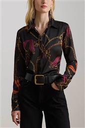 ΓΥΝΑΙΚΕΙΟ ΣΑΤΕΝ ΠΟΥΚΑΜΙΣΟ ΜΕ BELTING PRINT CLASSIC FIT - 200979917001 ΜΑΥΡΟ LAUREN RALPH LAUREN