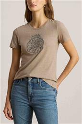 ΓΥΝΑΙΚΕΙΟ T-SHIRT ΜΕ ΑΝΑΓΛΥΦΟ ΜΕΤΑΛΛΙΖΕ ΛΟΓΟΤΥΠΟ RELAXED FIT - 200980286001 ΚΑΦΕ ΑΝΟΙΧΤΟ LAUREN RALPH LAUREN