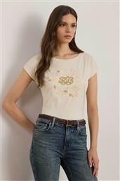ΓΥΝΑΙΚΕΙΟ T-SHIRT ΜΕ ΚΕΝΤΗΜΕΝΟ ''LRL'' RELAXED FIT - 200971126001 ΕΚΡΟΥ LAUREN RALPH LAUREN