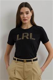 ΓΥΝΑΙΚΕΙΟ T-SHIRT ΜΕ ΚΕΝΤΗΜΕΝΟ OVERSIZED ''LRL'' RELAXED FIT - 200971125001 ΜΑΥΡΟ LAUREN RALPH LAUREN