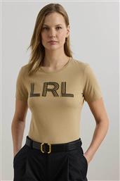ΓΥΝΑΙΚΕΙΟ T-SHIRT ΜΕ ΚΕΝΤΗΜΕΝΟ OVERSIZED ''LRL'' RELAXED FIT - 200971125002 ΜΠΕΖ LAUREN RALPH LAUREN