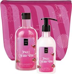 PROMO JINGLE CHERRY RUM BATH & SHOWER GEL 500ML & GLITTER BODY LOTION 300ML & ΝΕΣΕΣΕΡ 1 ΤΕΜΑΧΙΟ LAVISH CARE