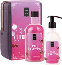 PROMO JINGLE CHERRY RUM BATH & SHOWER GEL 500ML & GLITTER BODY LOTION 300ML & ΝΕΣΕΣΕΡ 1 ΤΕΜΑΧΙΟ LAVISH CARE