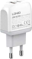 2316C WALL CHARGER 20W QC/PD USB-A, USB-C LDNIO