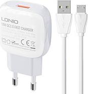 WALL CHARGER A1306Q 18W + MICROUSB CABLE LDNIO