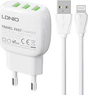 WALL CHARGER A3315 3USB + LIGHTNING CABLE LDNIO