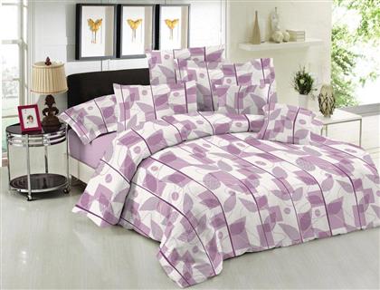 ΣΕΝΤΟΝΙΑ ΥΠΕΡΔΙΠΛΑ PREMIUM LEAVES LILAC ΣΕΤ 4ΤΜΧ ΧΩΡΙΣ ΛΑΣΤΙΧΟ (240X270CM) LE BLANC