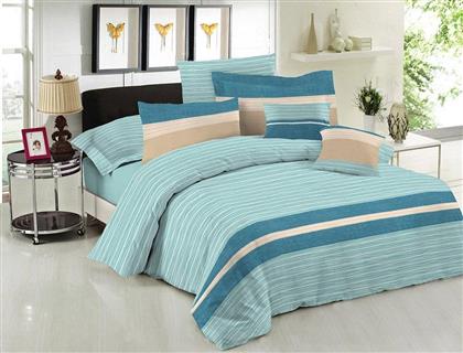 ΣΕΤ ΣΕΝΤΟΝΙΑ ΥΠΕΡΔΙΠΛΑ PREMIUM BROOKLYN AQUA ΒΑΜΒΑΚΕΡΟ (160CMX200CM) LE BLANC