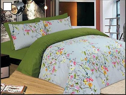 ΣΕΤ ΣΕΝΤΟΝΙΑ ΜΟΝΑ PREMIUM FLOWERS GREEN 100X200+33CM LE BLANC