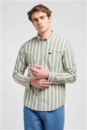 ΑΝΔΡΙΚΟ ΠΟΥΚΑΜΙΣΟ BUTTON DOWN ΜΕ ΡΙΓΕ ΣΧΕΔΙΟ ΚΑΙ ΤΣΕΠΗ ΜΕ ΛΟΓΟΤΥΠΟ REGULAR FIT - 112370546 ΓΚΡΙ ΑΝΟΙΧΤΟ LEE