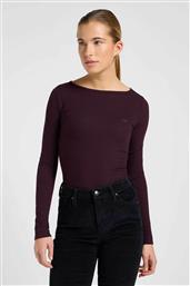 ΓΥΝΑΙΚΕΙΑ ΜΑΚΡΥΜΑΝΙΚΗ ΜΠΛΟΥΖΑ RIBBED ΜΕ ΛΟΓΟΤΥΠΟ SLIM FIT - 112370966 ΜΟΒ LEE