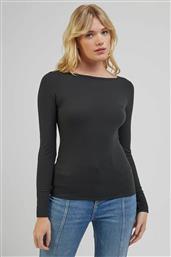 ΓΥΝΑΙΚΕΙΑ RIBBED ΜΠΛΟΥΖΑ ΜΟΝΟΧΡΩΜΗ ''LONG SLEEVE BOAT NECK'' - LQ59IPA75 ΓΚΡΙ