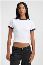 ΓΥΝΑΙΚΕΙΟ T-SHIRT CROPPED ΜΡ RIBBED ΥΦΑΝΣΗ ''RINGER RAGLAN'' - 112363642 ΛΕΥΚΟ LEE