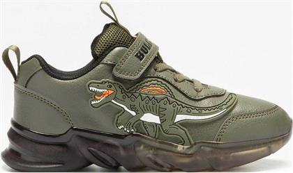 ΠΑΙΔΙΚΑ SNEAKERS ΜΕ ΑΝΑΓΛΥΦΟ ΣΧΕΔΙΟ DINOSAUR ΚΑΙ ΦΩΤΑΚΙΑ ΣΤΗΝ ΣΟΛΑ - DNAL3396 ΧΑΚΙ LELLI KELLY