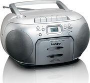 SCD-420 PORTABLE STEREO FM RADIO WITH CD PLAYER AND CASSETTE SILVER LENCO