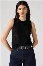 ΓΥΝΑΙΚΕΙΟ ΑΜΑΝΙΚΟ ΤΟΠ RIBBED ΜΕ ΔΙΑΤΡΗΤΟ ΣΧΕΔΙΟ SLIM FIT ''ΑDRIENNE'' - 0040R0001 ΜΑΥΡΟ LEVIS
