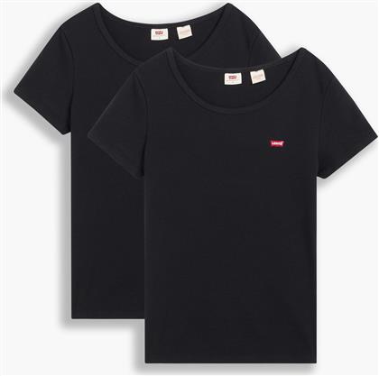 ΣΕΤ 2 T-SHIRTS THE PERFECT 74856-0006 ΜΑΥΡΟ REGULAR FIT LEVIS