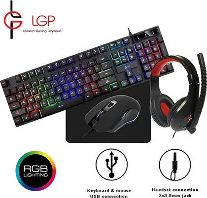 LAMTECH MERCURY ΣΕΤ GAMING ΠΛΗΚΤΡΟΛΟΓΙΟ ΜΕ RGB ΦΩΤΙΣΜΟ ΠΟΝΤΙΚΙ ΑΚΟΥΣΤΙΚΑ MOUSEPAD LGP