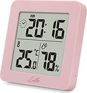 PRINCESS HYGROMETER & THERMOMETER WITH CLOCK PINK ΔΕΛΤΑ LIFE