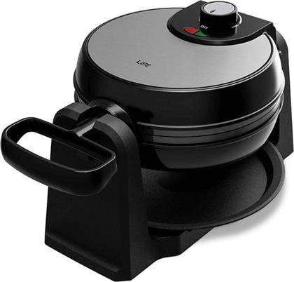 WAFFLE PRO ROTARY WAFFLE MAKER 1000 W 4 ΘΕΣΕΩΝ ΜΑΥΡΟ ΒΑΦΛΙΕΡΑ ΔΕΛΤΑ LIFE