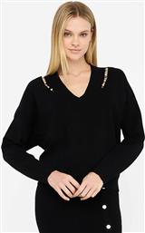 ΓΥΝΑΙΚΕΙΑ ΠΛΕΚΤΗ ΜΠΛΟΥΖΑ ΜΕ ΔΙΑΚΟΣΜΗΤΙΚΕΣ ΠΕΤΡΕΣ - MF5037MS99E ΜΑΥΡΟ LIU JO