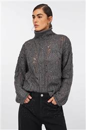 ΓΥΝΑΙΚΕΙΑ ΠΛΕΚΤΗ ΜΠΛΟΥΖΑ ΜΕ ΣΤΡΑΣ - MF5451MA37R ΓΚΡΙ LIU JO