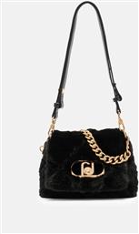 ΓΥΝΑΙΚΕΙΑ ΤΣΑΝΤΑ ΩΜΟΥ FAUX FUR ΜΕΤΑΛΛΙΚΟ ΛΟΓΟΤΥΠΟ ''LAPUFFY'' - AF5269E0305 ΜΑΥΡΟ LIU JO