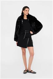ΓΥΝΑΙΚΕΙΟ JACKET FAUX FUR ΜΕ ΤΣΕΠΕΣ - CF5185E1037 ΜΑΥΡΟ LIU JO