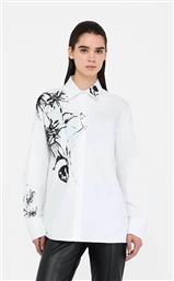 ΓΥΝΑΙΚΕΙO ΠΟΥΚΑΜΙΣΟ OVERSIZED ΜΕ FLORAL PRINT ΚΑΙ ΠΕΤΡΕΣ - CF5241T3216 ΛΕΥΚΟ LIU JO