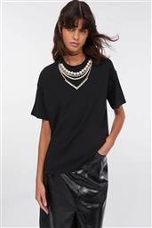 ΓΥΝΑΙΚΕΙΟ T-SHIRT ΜΕ ΔΙΑΚΟΣΜΗΤΙΚΟ ΚΟΛΙΕ - CF5063J0088 ΜΑΥΡΟ LIU JO