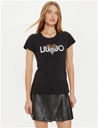 T-SHIRT WF4416 JS923 ΜΑΥΡΟ REGULAR FIT LIU JO από το MODIVO