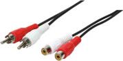 CA1037 AUDIO EXTENSION CABLE 2X CINCH MALE TO 2X CINCH FEMALE 5M LOGILINK