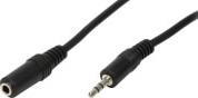 CA1055 AUDIO EXTENSION CABLE 1X 3.5MM MALE TO 1X 3.5MM FEMALE 5M BLACK LOGILINK