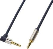 CA11300 AUDIO CABLE 2X 3.5MM MALE ONE SIDE 90° ANGELED GOLD PLATED 3M DARK BLUE LOGILINK